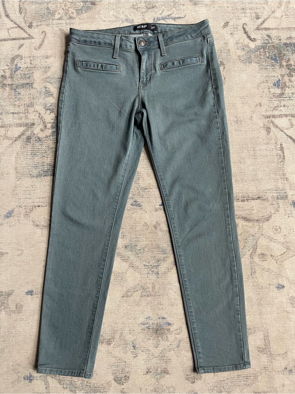 Just Black Women’s 28P Dusty Teal Skinny Jeans Petite Stretch Made in USA